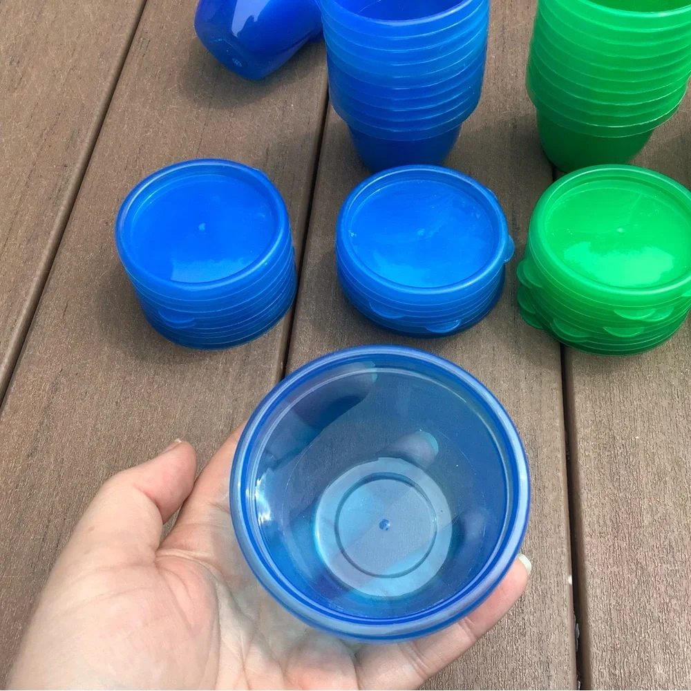 Set of Blue and Green Plastic Cups